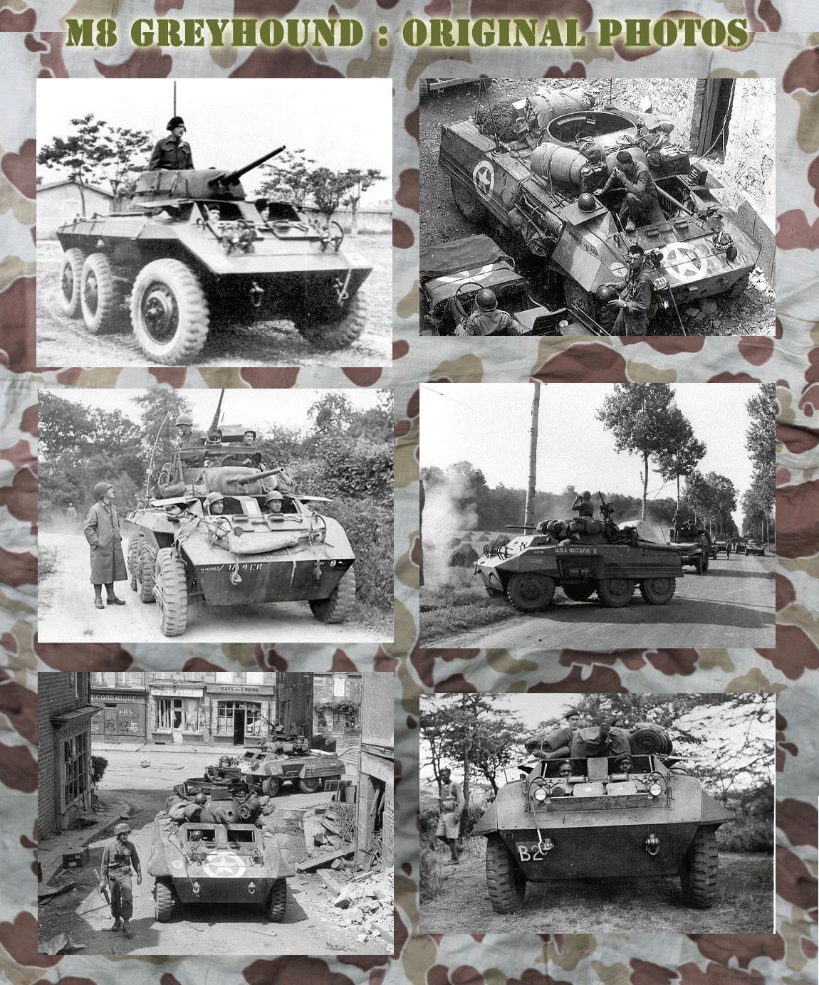 Original WW2 Black and white photos of M8 Greyhound in service